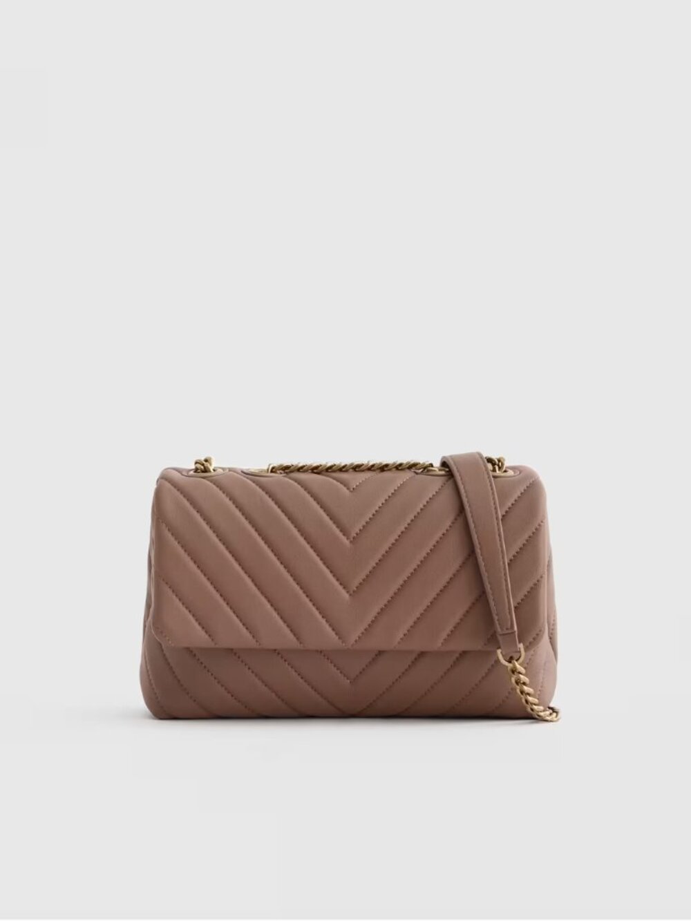 Quince Italian Leather Quilted Convertible Crossbody- Dark Taupe color